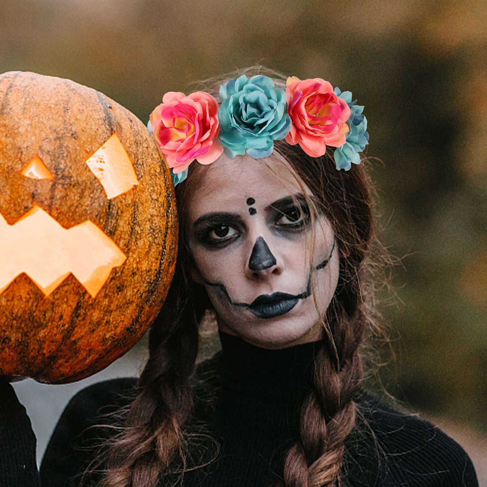 

2pcs Imitation Rose Hairband Elastic Flower Hair Hoop Wedding Bride Garland Halloween Costume Cosplay Headdress Women Headband