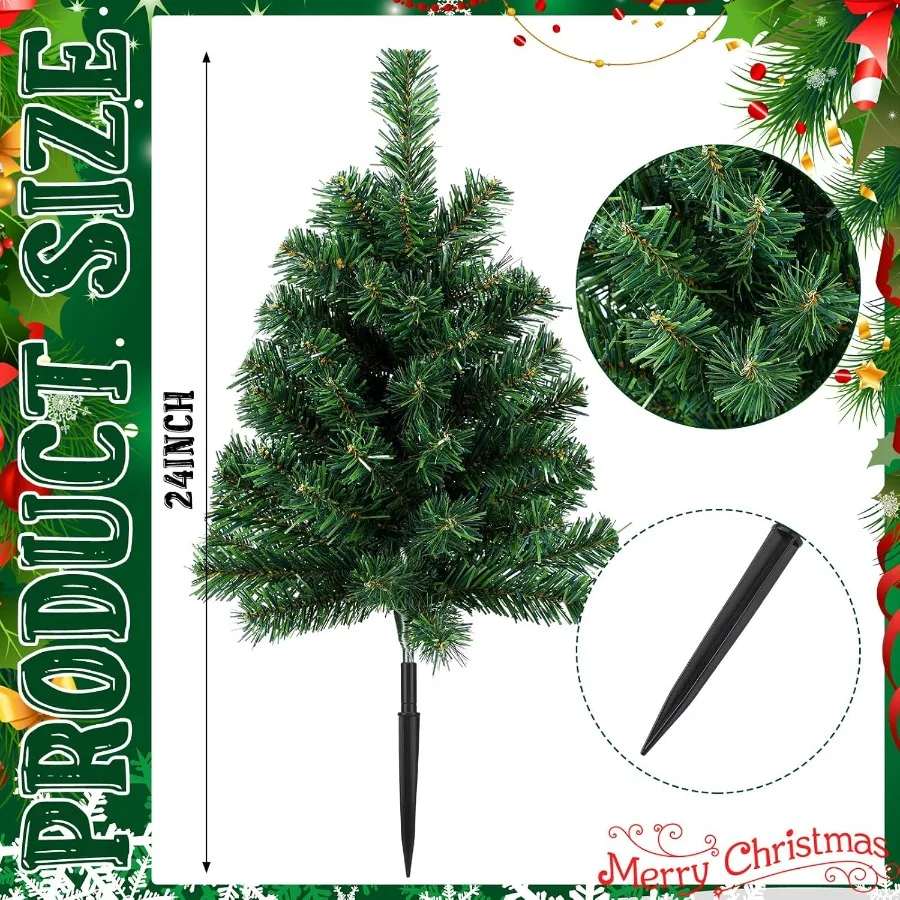 4 قطعة أشجار عيد الميلاد في الهواء الطلق 24 ''ممر صغير أشجار عيد الميلاد مع حصص الاصطناعي مقاوم للماء أشجار عيد الميلاد حديقة الديكور