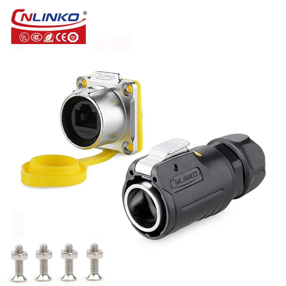 

CNLINKO Industrial M24 PBT Plastic Adapters RJ45 Panel Mount Socket Signal Connector Ethernet Connectors+Waterproof Cap