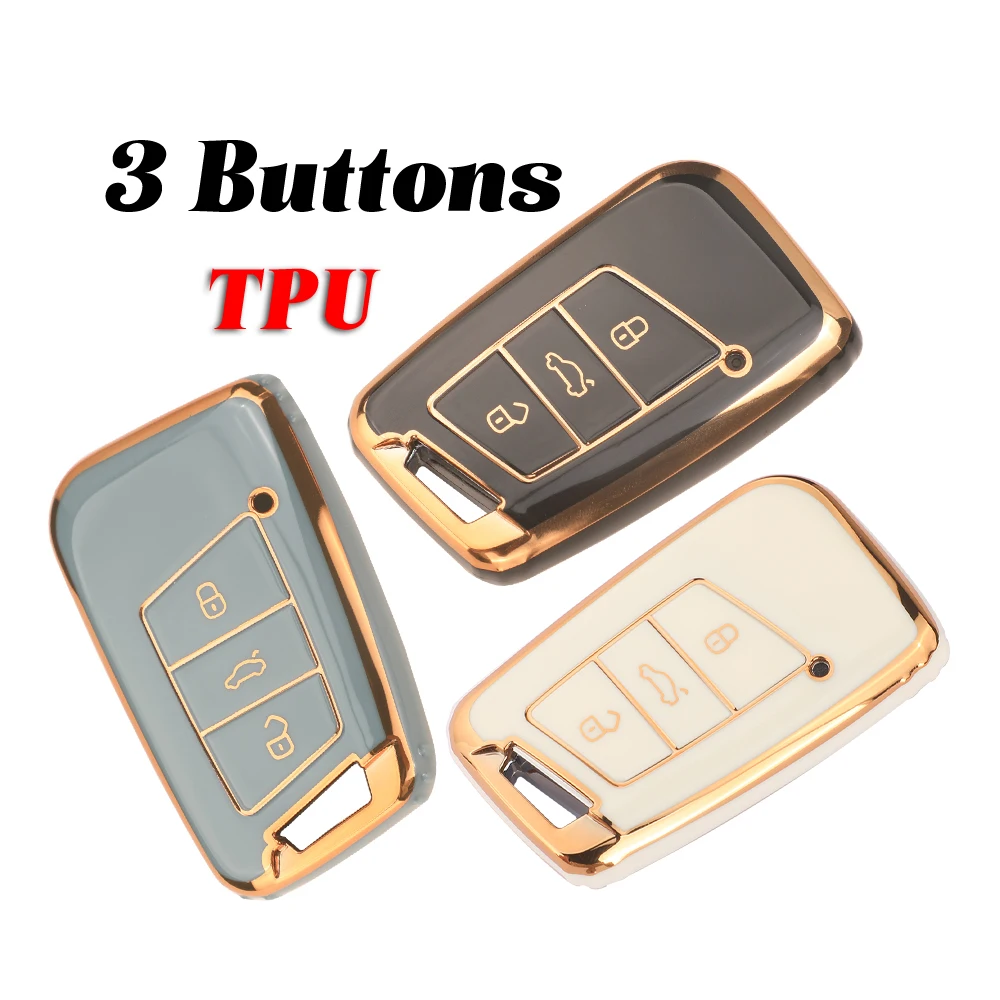 jingyuqin 3 Buttons New TPU Car Key Case For VW Magotan Passat B8 TIGUAN MK2 SKODA Superb A7 Protector Auto Accessories