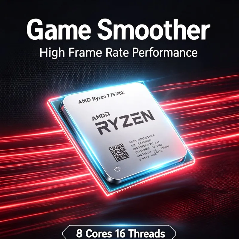AMD Ryzen 7 5700X Processor For Home Gaming & Work PC 7NM 3.4GHz Up To 4.6GHz AM4 CPU Without Fan