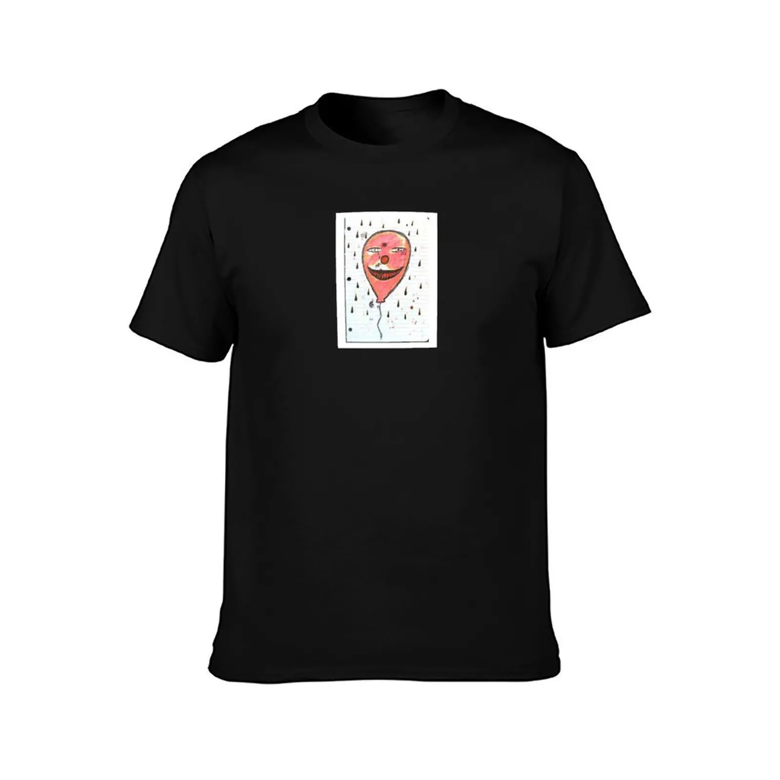 Clown Faced Balloon Vibrant T-Shirt, Summer Casual Cotton Tee, Oversized Streetwear Tops, Vintage Graphic Print, 100% Cotton