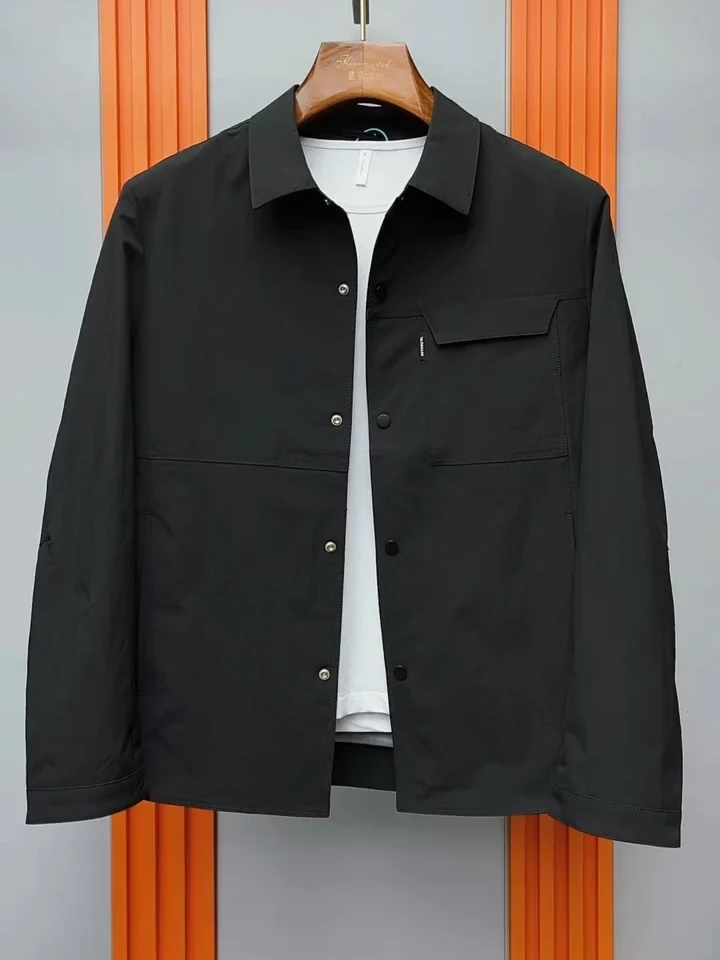 

Модная повседневная мужская куртка с воротником, верхняя одежда на весну и осень, новинка, стильная, универсальная, деловая, повседневная, стандартного кроя