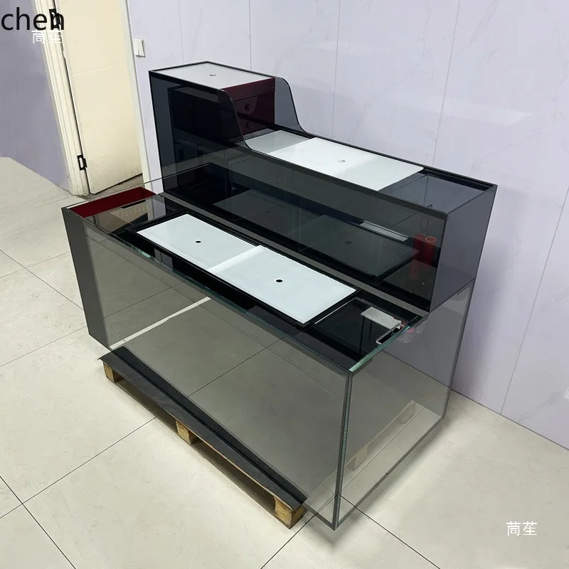 

HYS Double Filter, Top Filter, Integrated Ultra-clear Fish Tank, No Water Change Needed, Goldfish Living Room Large