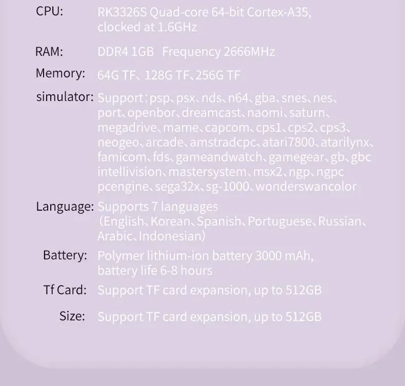 Новинка XU10 64bit LINUX RK3326S 3,5 дюймов IPS портативная Классическая игровая консоль для FC мини ретро двойной джойстик подарок