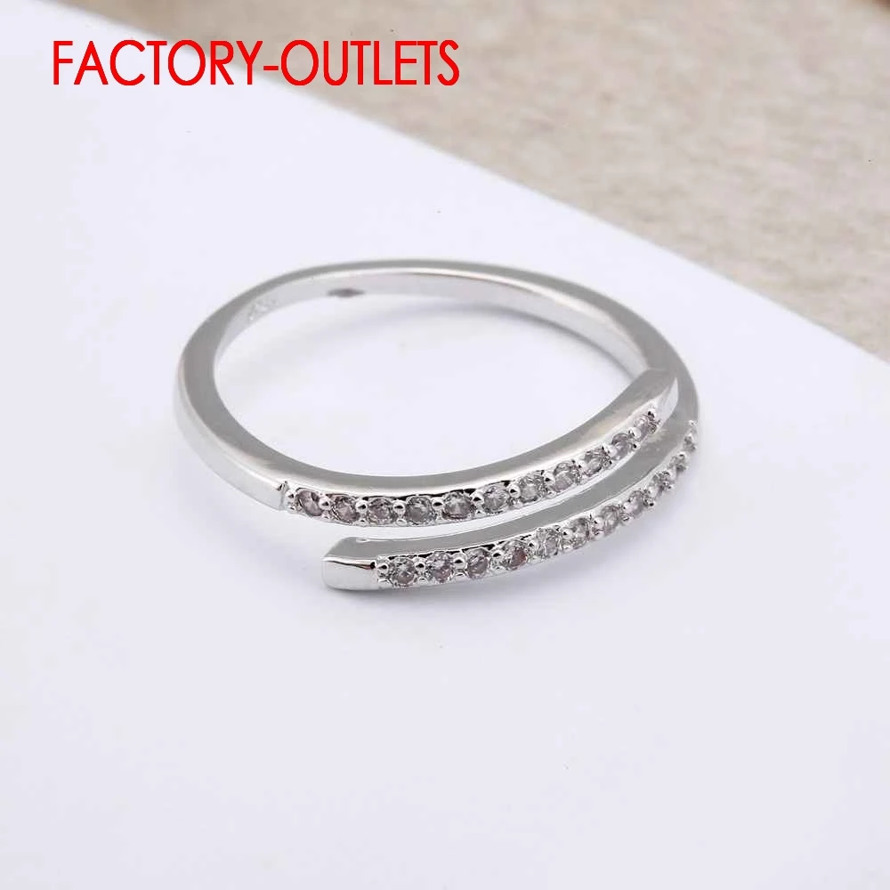 Genuine 925 Sterling Silver Resizable Ring Classic Fashion Jewelry Cubic Zirconia Pave Setting Women Girls Party Anniversary