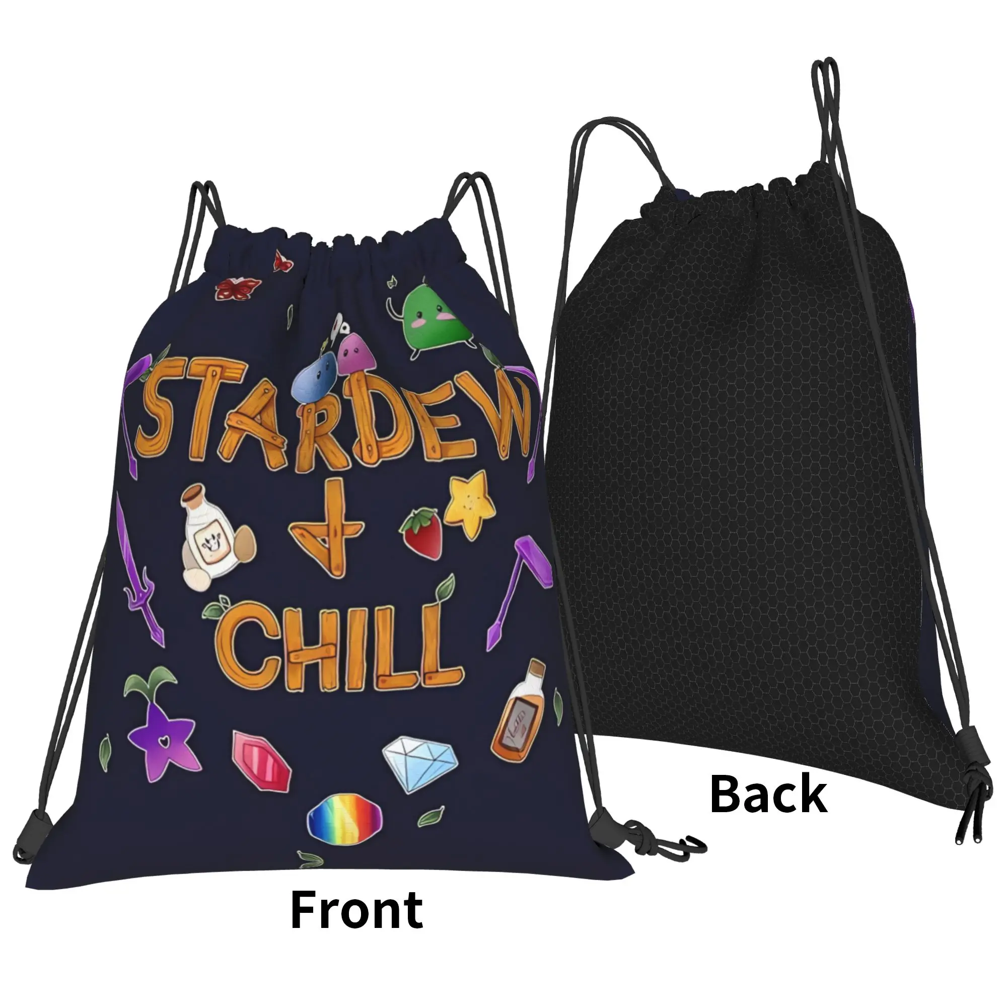 Vintage Stardew And Chill stardew valley Portable Sports Riding Gym Drawstring Storage Backpacks