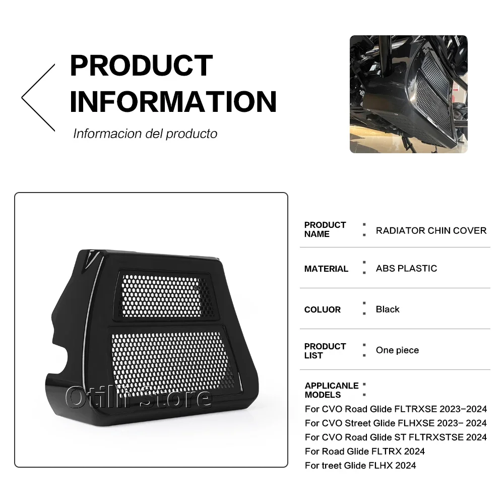 

Motorcycle Front Chin Spoilers Lower Fairing Cooler Radiator Cover For Touring CVO Road Street Glide FLTRXSE FLHXSE 2023 2024
