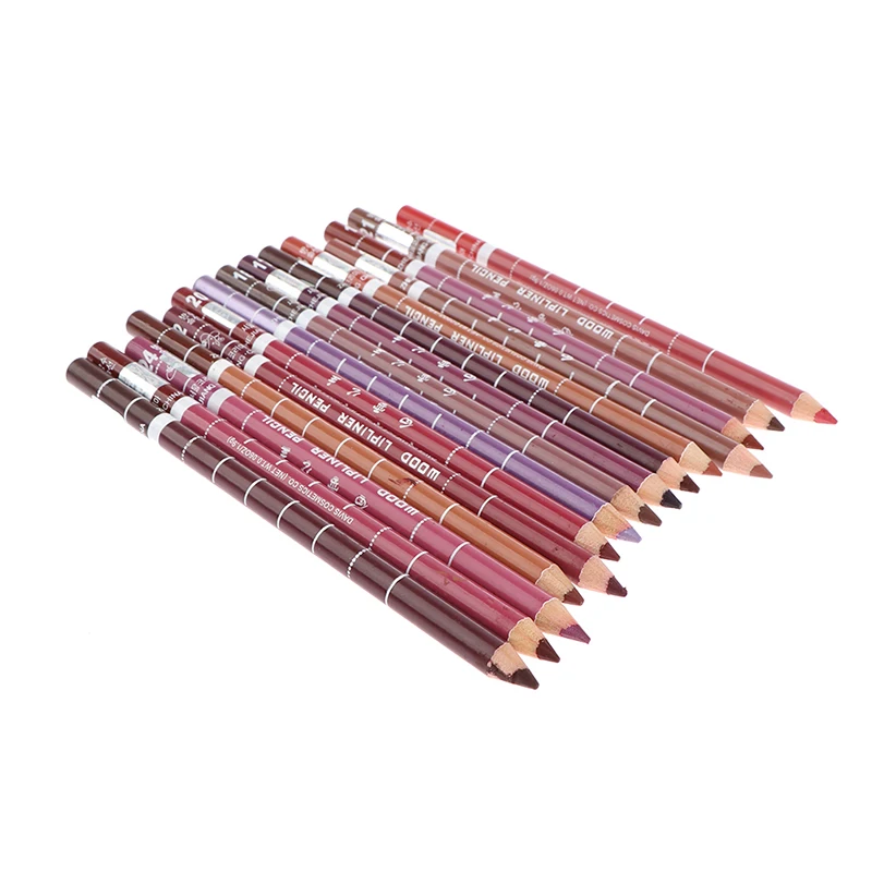 Matita labbra professionale in legno Impermeabile Lady Charming Lip Liner Matita morbida Trucco Strumento cosmetico di lunga durata da donna 28 colori./