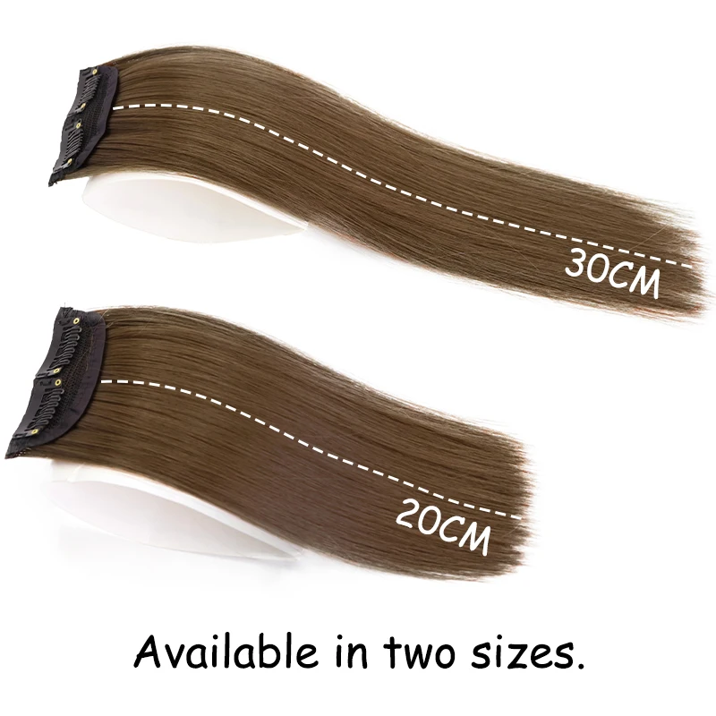 AZQUEEM Synthetic Invisible Short Straight Hair Pads Clip In Hair Extension Increase Hair Top Side Cover Hairpiece For Women