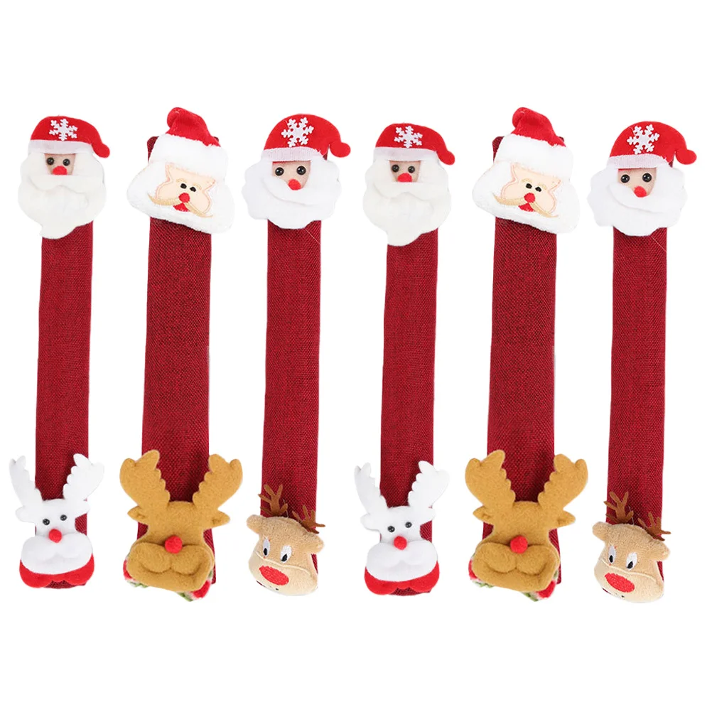 

6Pcs Christmas Refrigerator Handle Covers Protective Gloves for Microwave Oven Fridge Kitchen Cabinet Dishwasher Decor