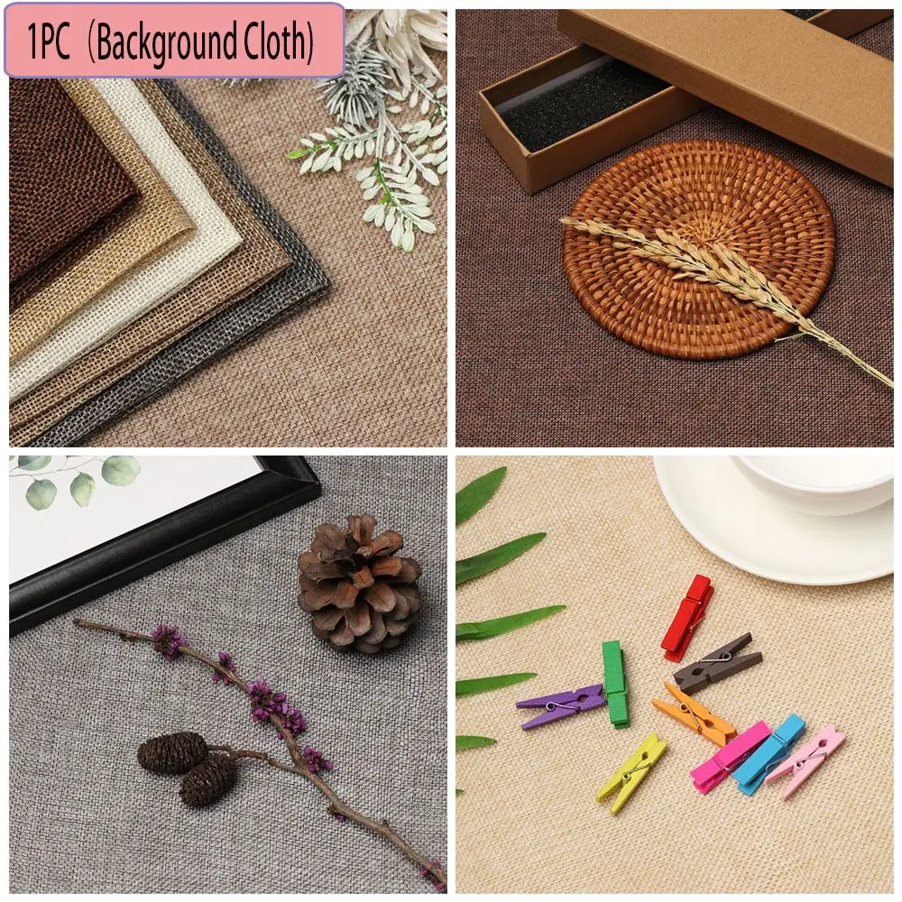 1PC Useful Props Solid Color Photography Background Cloth Linen Texture Woven Fabric Blended