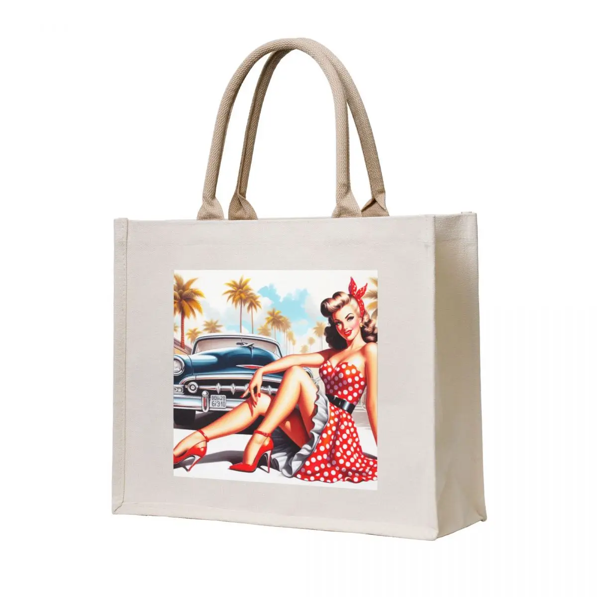 

Classic Car Vintage Pin up Tote Bag Large bags for women bag luxury women Women's bags cute pouch bag