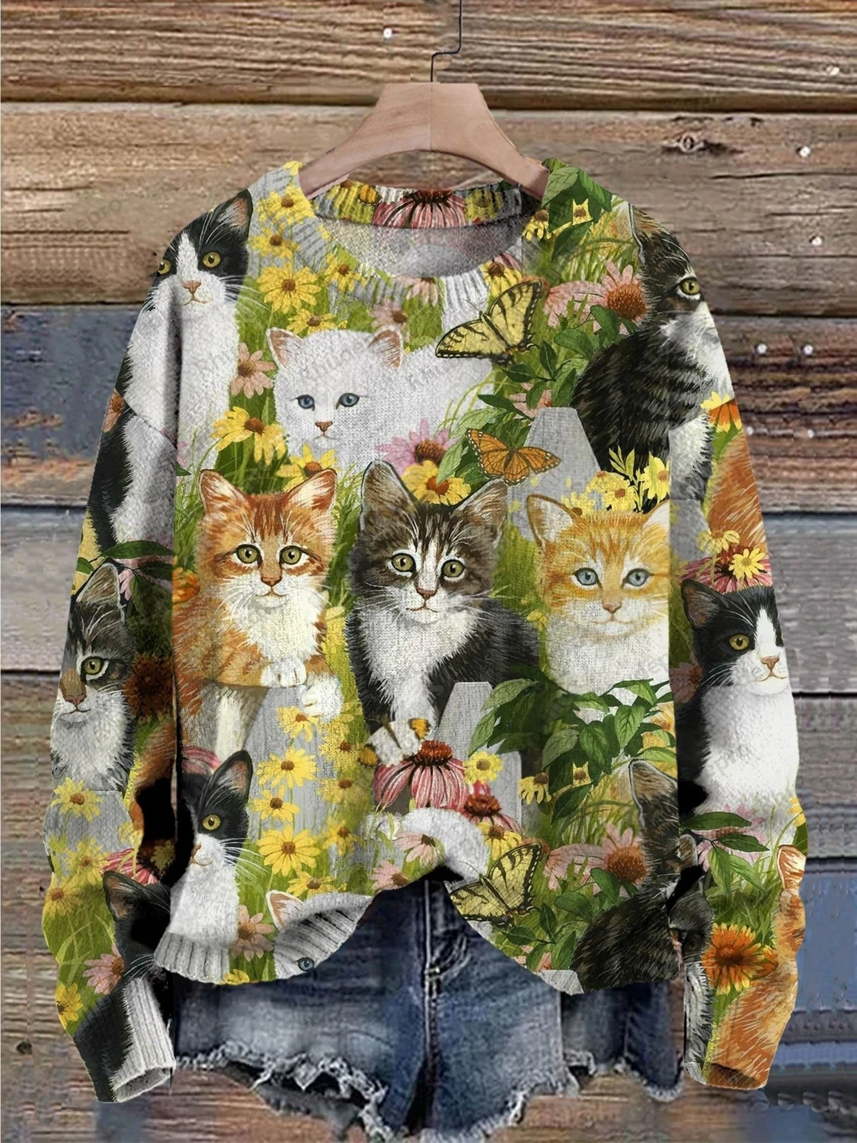 PLstarCosmos New 3D Printed Cat Funny Pattern Series Warm Ugly Sweater Street Casual Unisex Winter Sweater