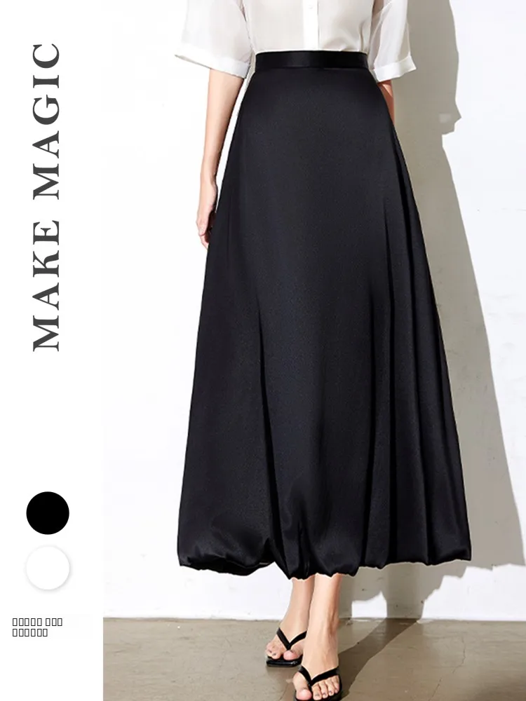 

Новая шелковая юбка средней длины с двойным слоем и подолом-бутоном, для женщин, модель Magic Spring