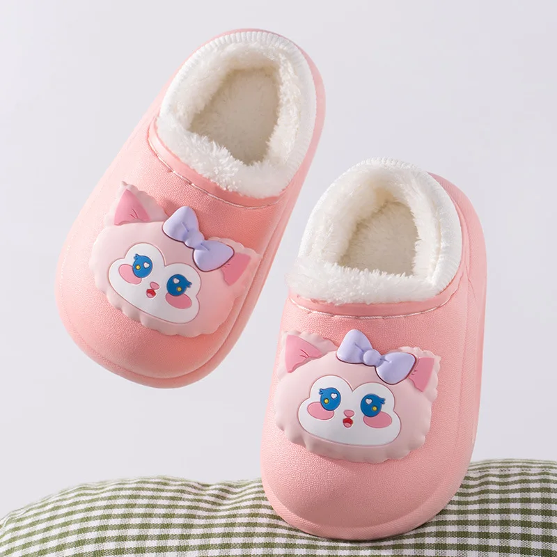 Winter Kid Baby Boy Girl Slippers Newborn Cartoon Bear Non-slip Home Indoors Shoes Thick Warm Children Plus Fleece Shoes Slipper