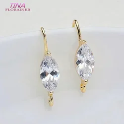 Fashion 14K Gold Color Plated Brass and Zircon Earrings Hooks Stud Earrings Pins Jewelry Making Supplies Diy Accessories