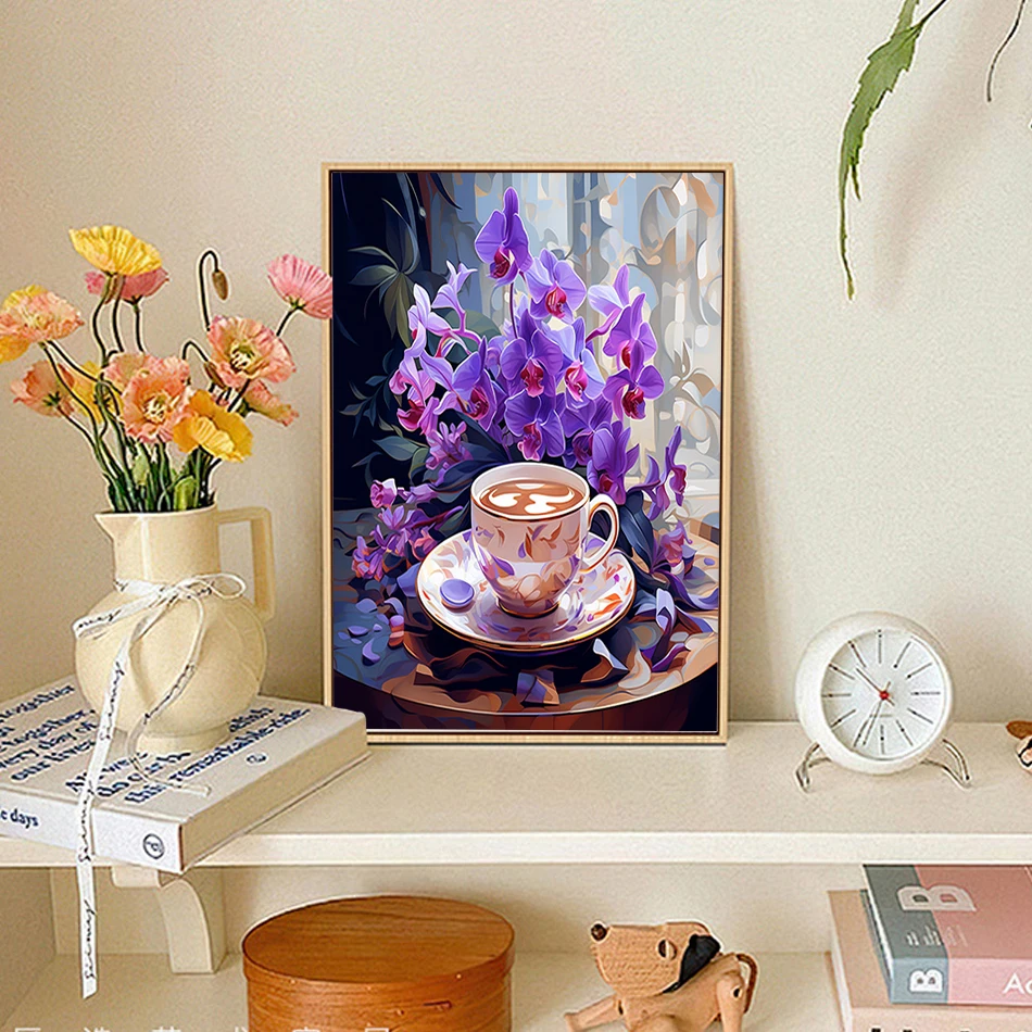 RUOPOTY-Painting By Numbers On Canvas,Item decoration,Flowers Food,Modern,Wall Art Picture,Diy Set,Handwork,With Frame,Paint Kit