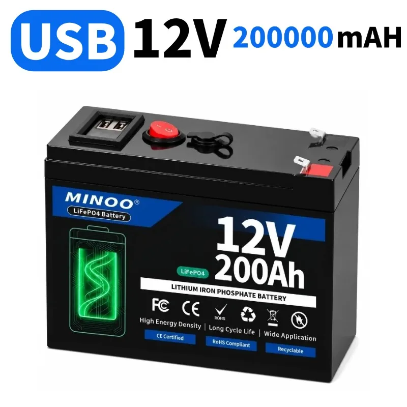 12V 200000mAh 21700 Lithium Battery Pack With USB Port BMS For Sprayer Electric Vehicle Solar Storage Camping