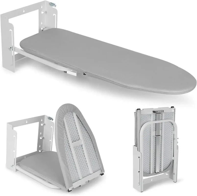Wall-mounted 180° Rotating Folding Ironing Board Height Adjustable Heat-Resistant Cover Space Saving