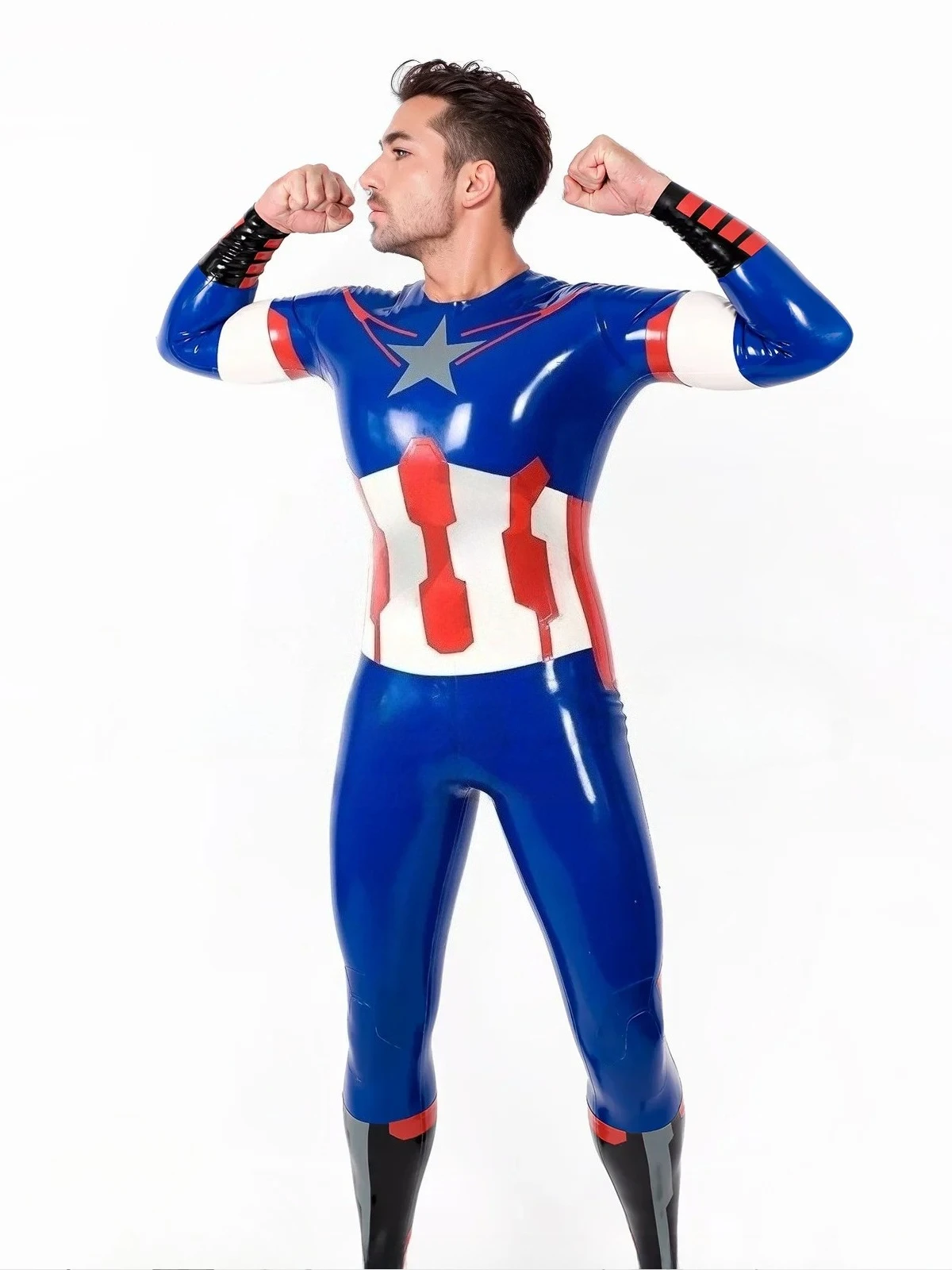 

Латексный комбинезон по индивидуальному заказу с молнией сзади, резиновый фетиш, боди ручной работы, клубная одежда, боди для косплея