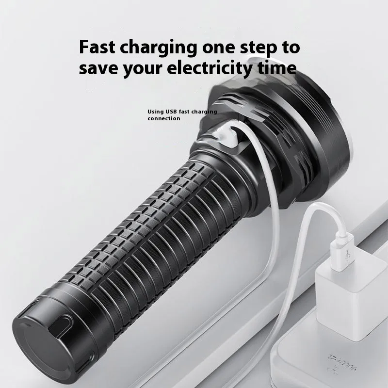 مصباح يدوي LED طويل المدى عالي الطاقة ، فانوس ، بطارية مدمجة ، مشعل من النوع C لصيد الأسماك والتخييم