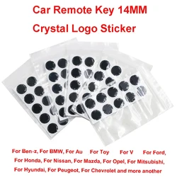 Car Remote Key Crystal Logo Sticker 14MM E-poxy for KEY-DIY KD XHO-RSE VV-DI Remote Control for BM-W Ni-ssan F-ord Toy-ota BEN-Z