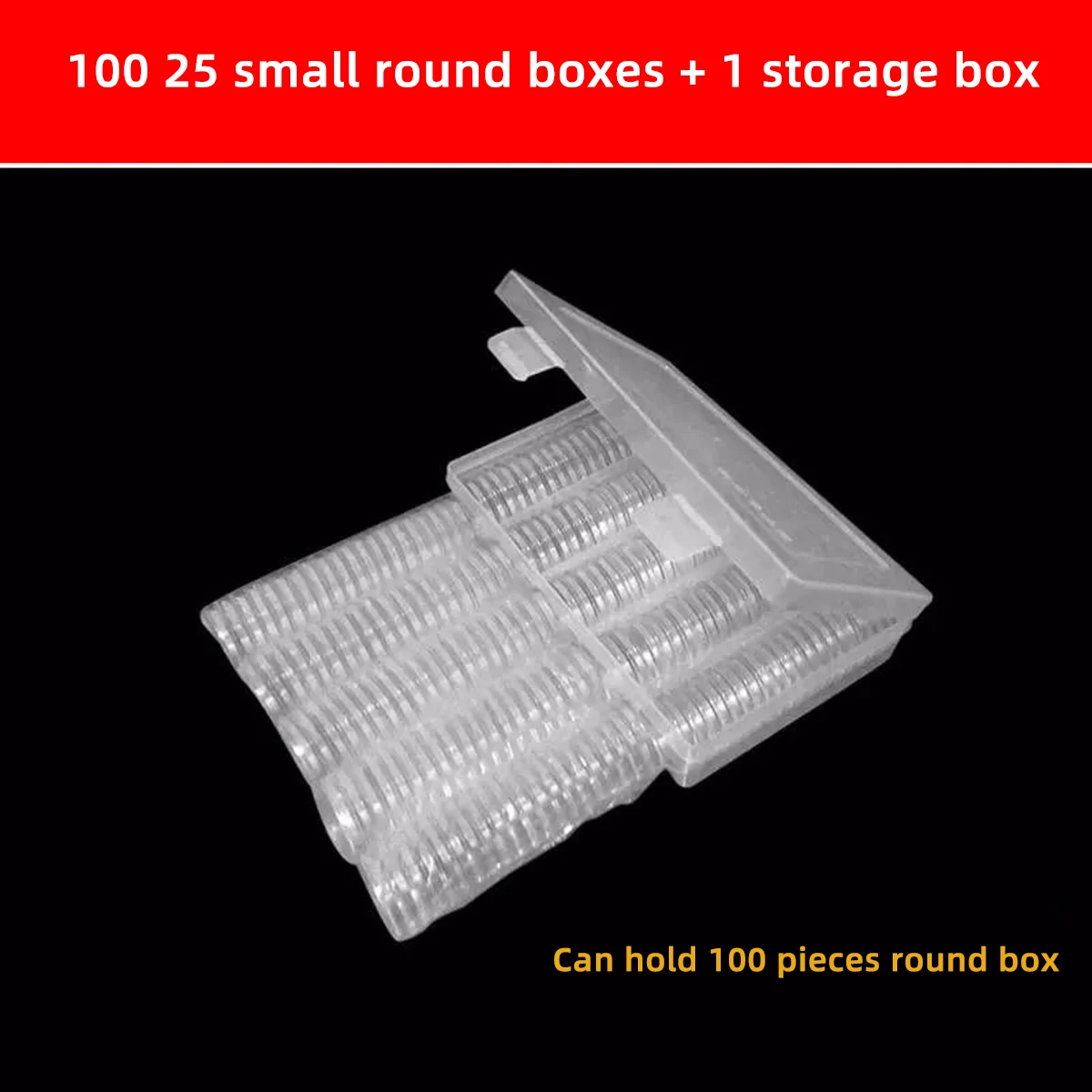 

100pcs 25mm Coin Capsule Holder Plastic Storage Organizer Box Coin Collection Supplies