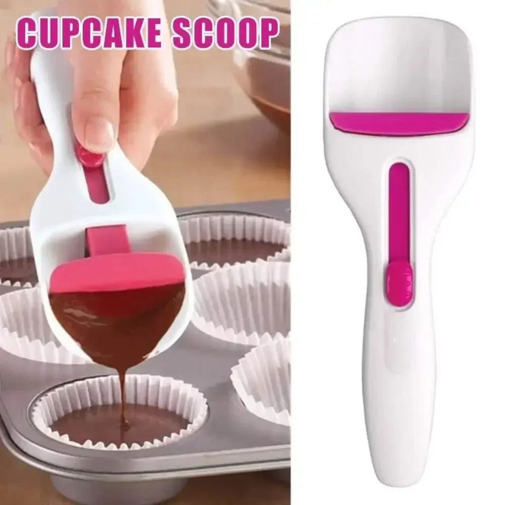 

Cake Batter Spoon Spatula Silicone Paper Cups with Measuring FunctionKitchen Gadgets for Dripless Baking and Cleaning Counters