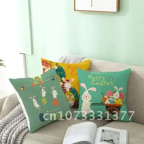 

Easter Bunny Party Pillow Case Supplies 45x45cm Happy Easter Decorations For Home Sofa Decor PATIMATE Eggs Easter Cushion Cover