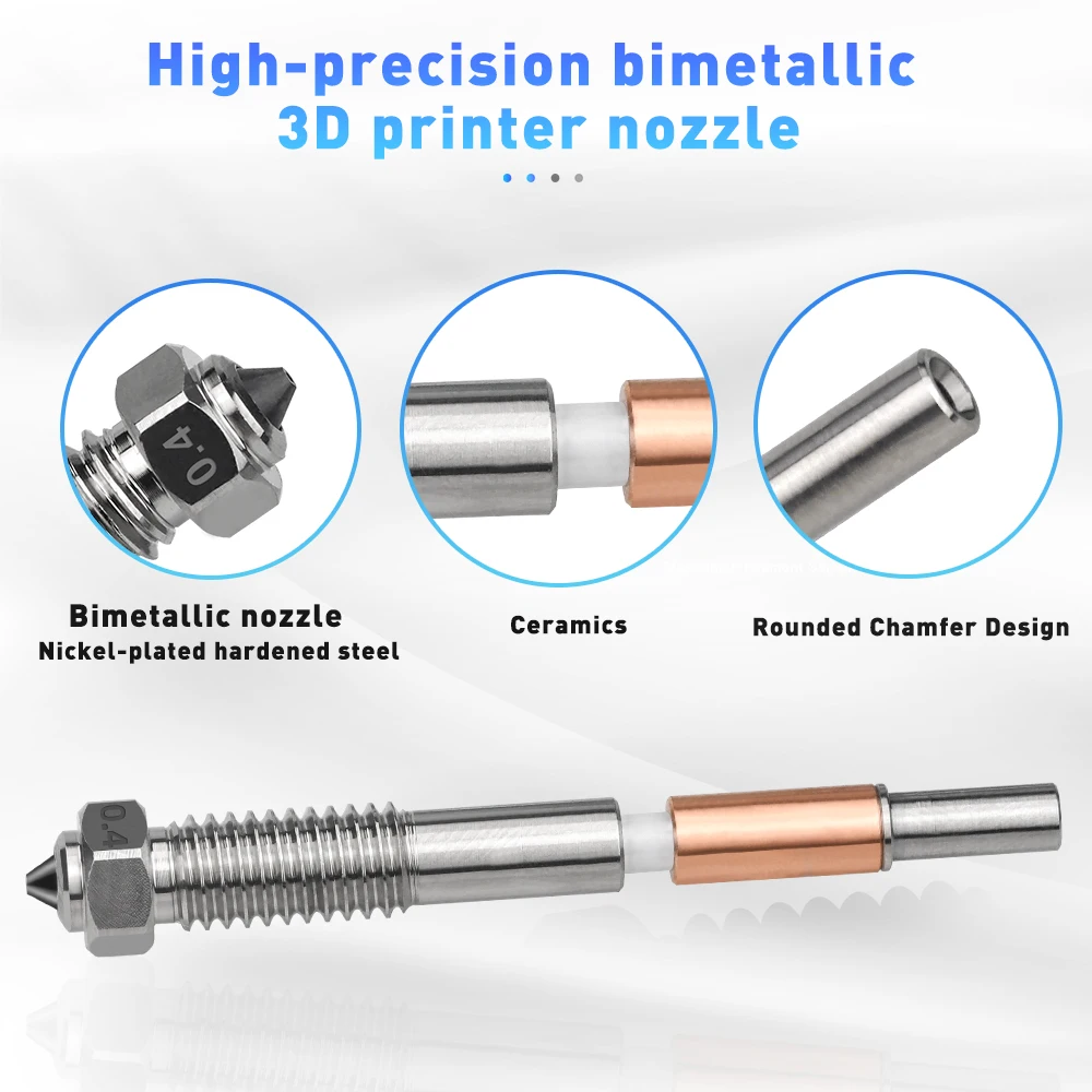 0.2/0.4/0.6/0.8 مللي متر فوهات Hotend لـ QIDI Plus4 فوهة ثنائية المعدن إزالة سريعة عزل السيراميك أجزاء طابعة ثلاثية الأبعاد