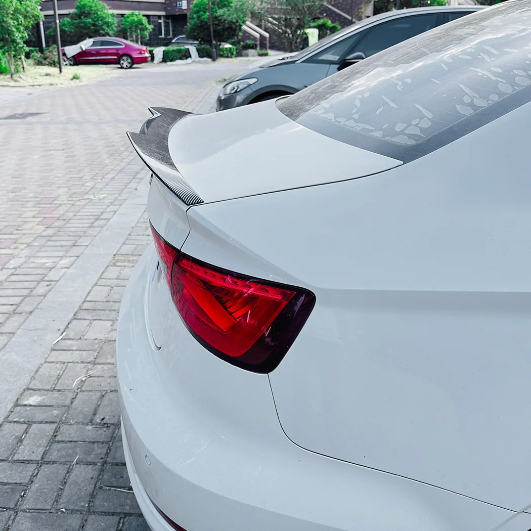 For Audi A3 S3 8V Sedan 2014 2015 2016 2017 2018 2019 2020 Car Rear Roof Spoiler Splitter Wing Rear Trunk Roof Lip Cap view 3
