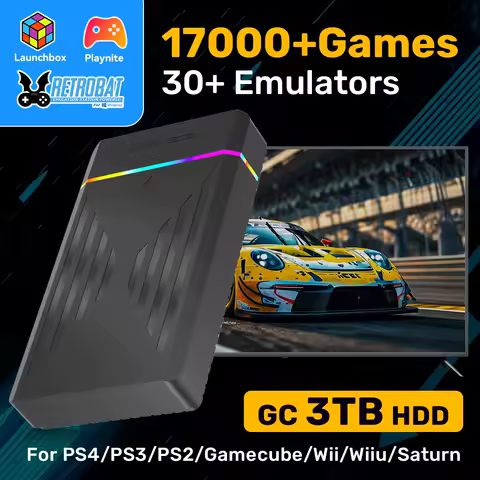 3TB Gaming HDD Playnite&amp;Retrobat&amp;Launchbox Retro Game Console with 17000+ Games for PS4/PS3/PS2/Wii/Wiiu/SS for WIN PC/Laptop