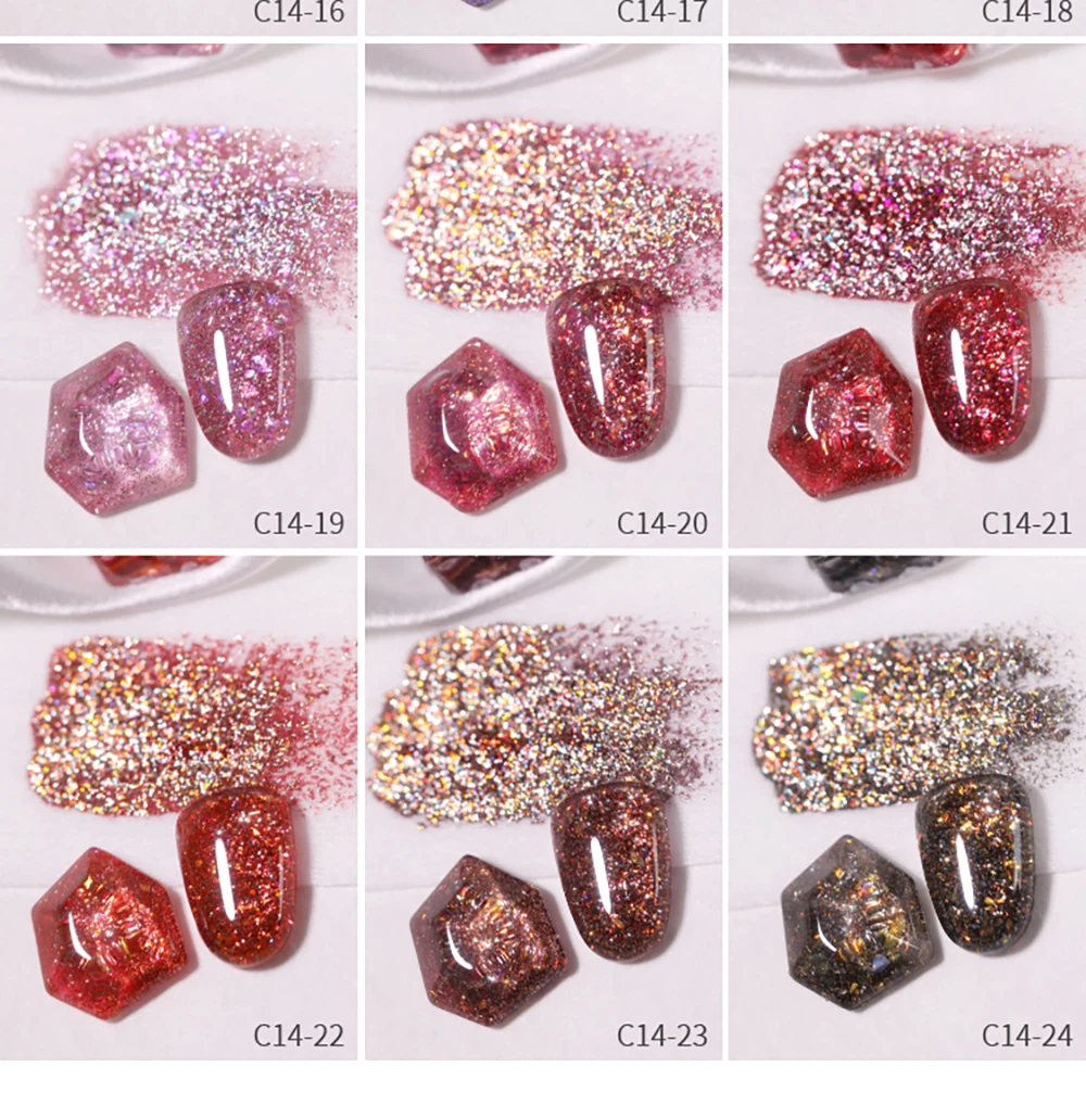 Vendeeni 24 Farben/Set Hochdichter Glitzer-Gel-Nagellack Semi-Permanenter Glitzer-UV-LED-Soak-Off-Gel-Lack mit Display – Detail 14