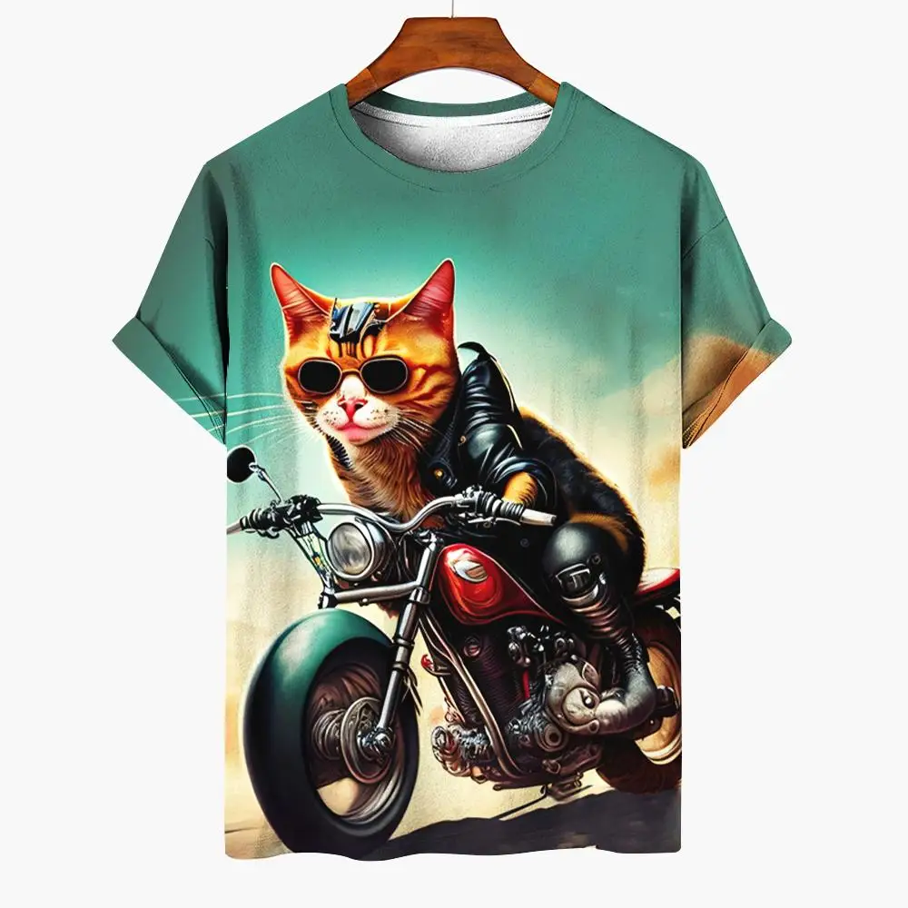 

New Cat Graphic Cool T-Shirts Animal 3D Print Men Casual Short Sleeve T Shirt Hip Hop Harajuku Oversized Tees Kids Tops Clothing