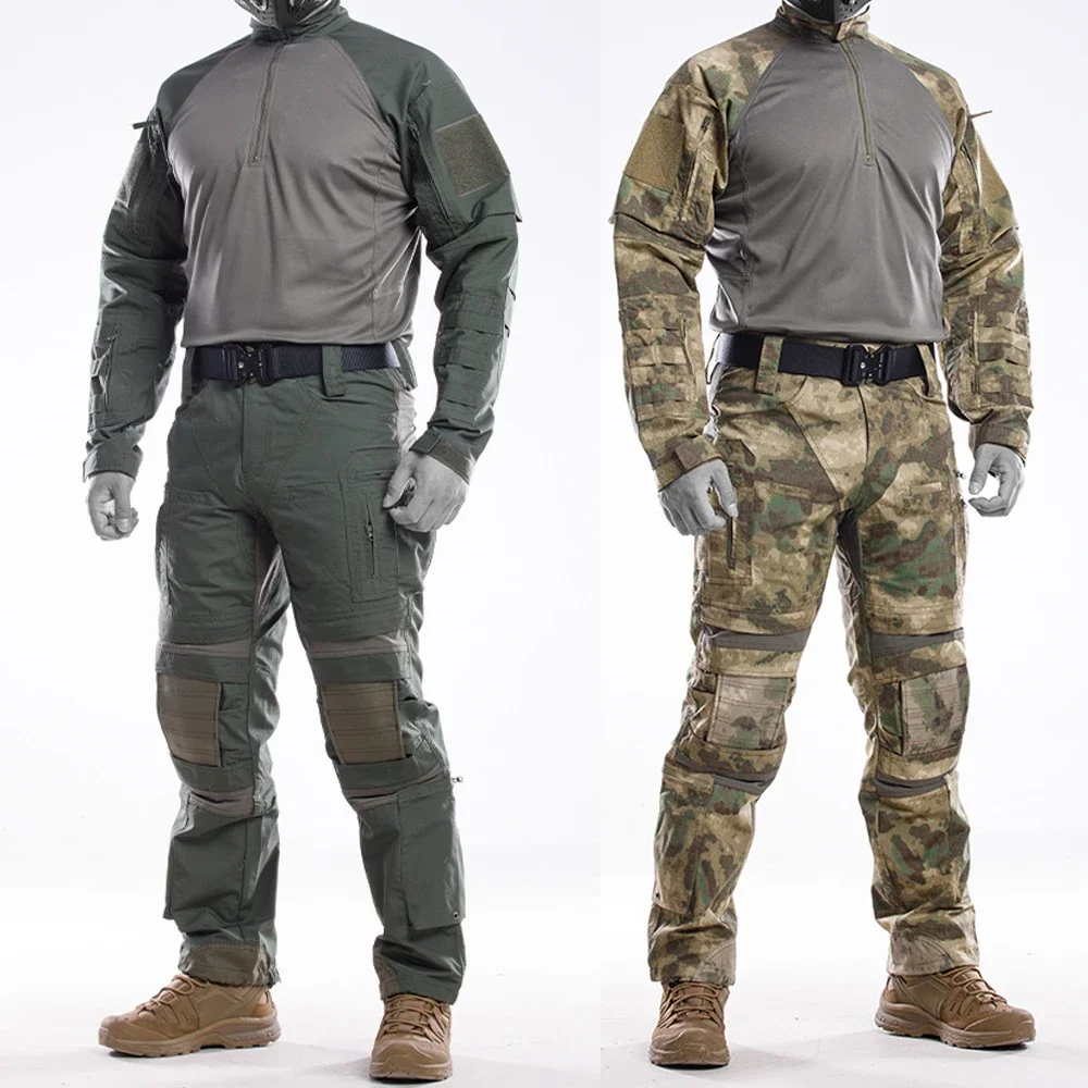 

Tactical BDU Uniform Men Camo Hunting Clothes UFS Airsoft Training Ghillie Suit Quick Dry Long Sleeve Combat T-shirt Pants Set