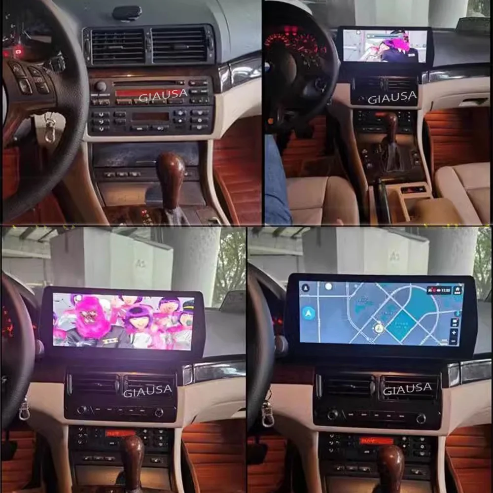 أندرويد 14 سيارة Carplay 12.3 بوصة لسيارات BMW 3 M3 E46 1999-2005 سيارة مشغل وسائط متعددة نظام تحديد المواقع والملاحة راديو السيارات رئيس وحدة الوسائط المتعددة