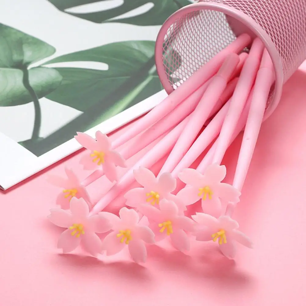 Bolígrafo de Gel con agarre cómodo, diseño en forma de flor, bolígrafos de Gel ergonómicos para escritura suave de secado rápido, Oficina antideslizante