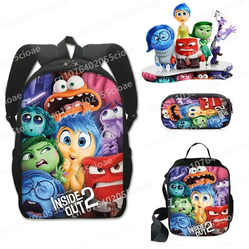 Inside Out 2 Backpack Three Piece Set for Elementary School Students Fashion Backpack for Boys Backpack Joy Sadness Anger Style