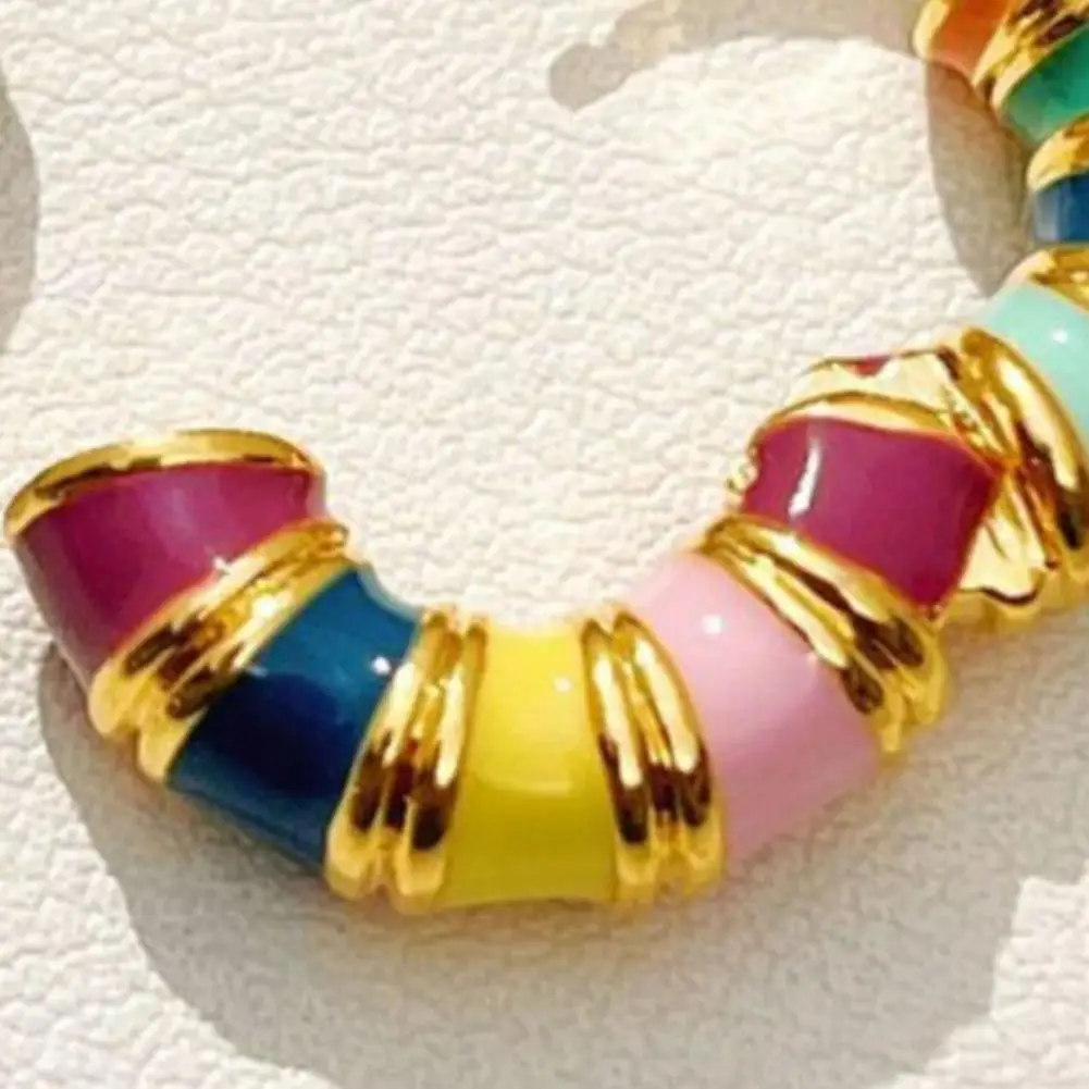 Ear Jewelry Vintage Colorful Huggie Earrings Set Style Round Hoop Jewelry Polished Smooth Surface Dripping Oil Design for Women
