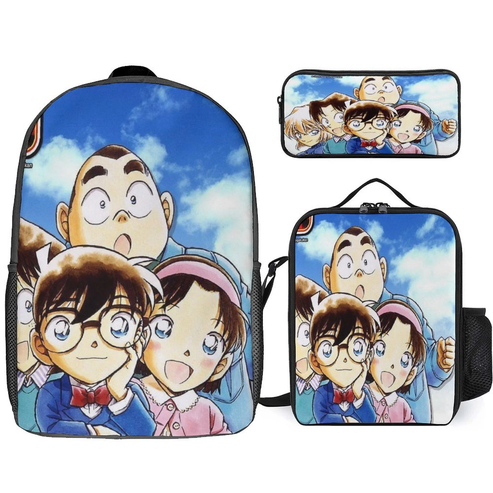 

Little Children Conan Multifunction Rucksack+Insulated Lunch Box+Pencil Case 3Pcs Set Backpack for School