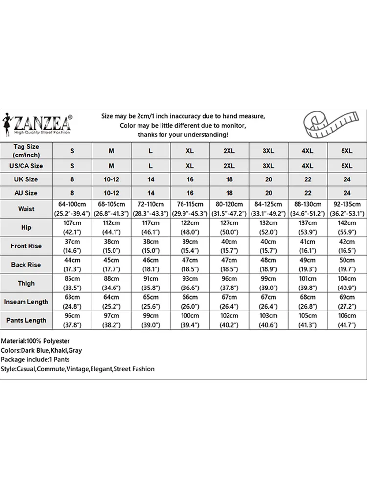 ZANZEA بنطلون فضفاض متين للسيدات 2024 سروال طويل غير رسمي واسع الساق موضة بنطلونات متوسطة الخصر كورية INS قيعان مناسبة تمامًا