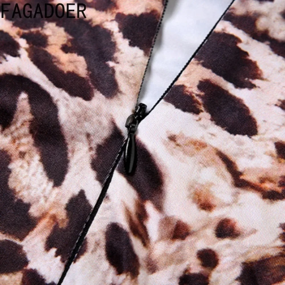 FAGADOER Sexy Leopard Print One Pieces Pagliaccetti Donna Manica lunga O-Collo Tute Salopette Hot Girl Club Abbigliamento streetwear