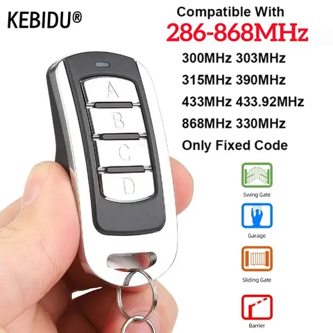 다중 주파수 286-868MHz RF 범용 차고 문 원격 제어 복사기 복제 433MHz 315MHZ 게이트 Keyfob 송신기