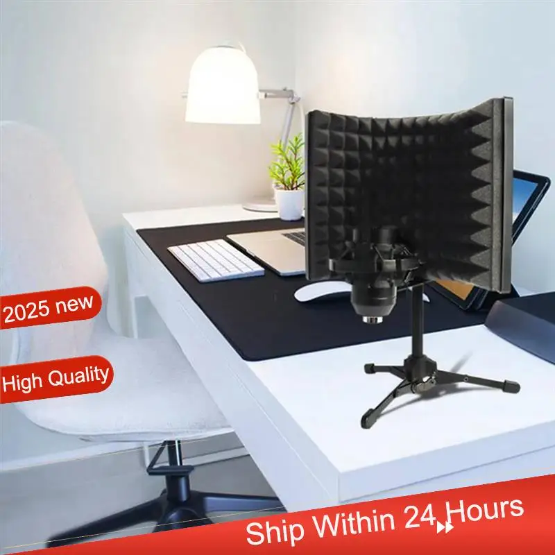 ~【A48T HOT】Microphone Isolation Shield For 3 Sides For Studio- Vocals For Studio Broadcast Podcasts Recording With Metal Tripod view 6