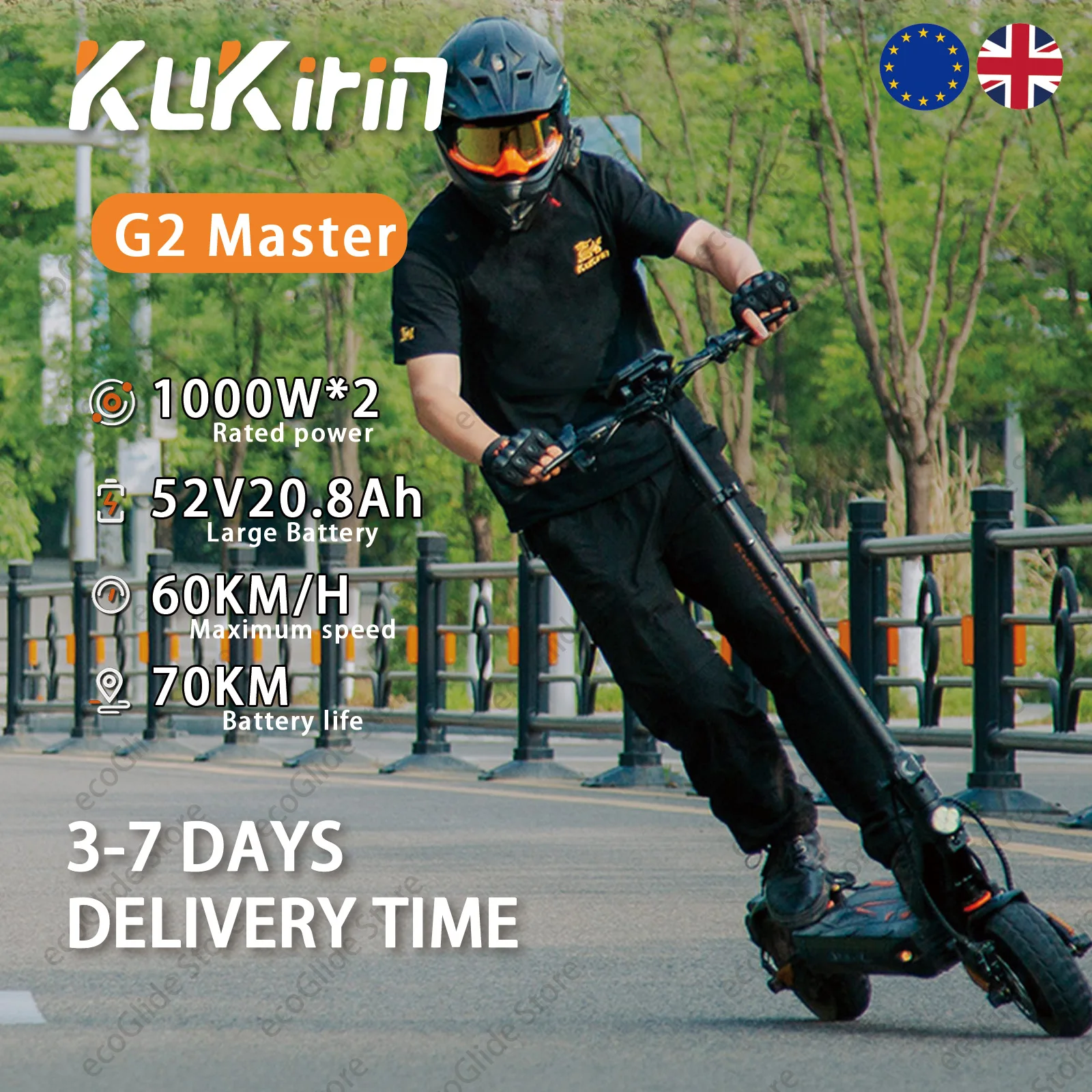 Hulajnoga elektryczna KuKirin G2 Master 1000W*2 Podwójny Silnik 60km/h Zasięg 70km Bateria 52V 20.8Ah Opony Bezdętkowe 10 cali Składana