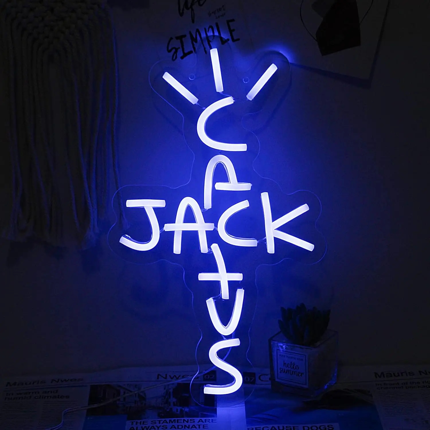 

Cactus Jack Neon Sign Neon Light Sign Wall Art For Rap Talking West Coast Light Up For bedroom Home Bar Pub Party Decor Club