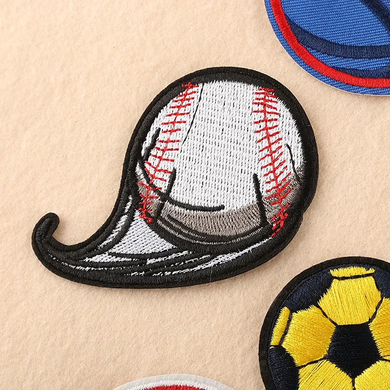 Balls Sports Embroidery Iron on Patches Basketball Football Baseball Rugby Badges Thermo Adhesive Stickers for Athletic Wear DIY