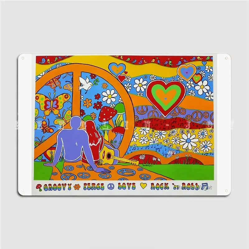 Hippie Reborn Poster Metal Plaque Club Party Living Room Retro Wall Plaque Tin Sign Poster
