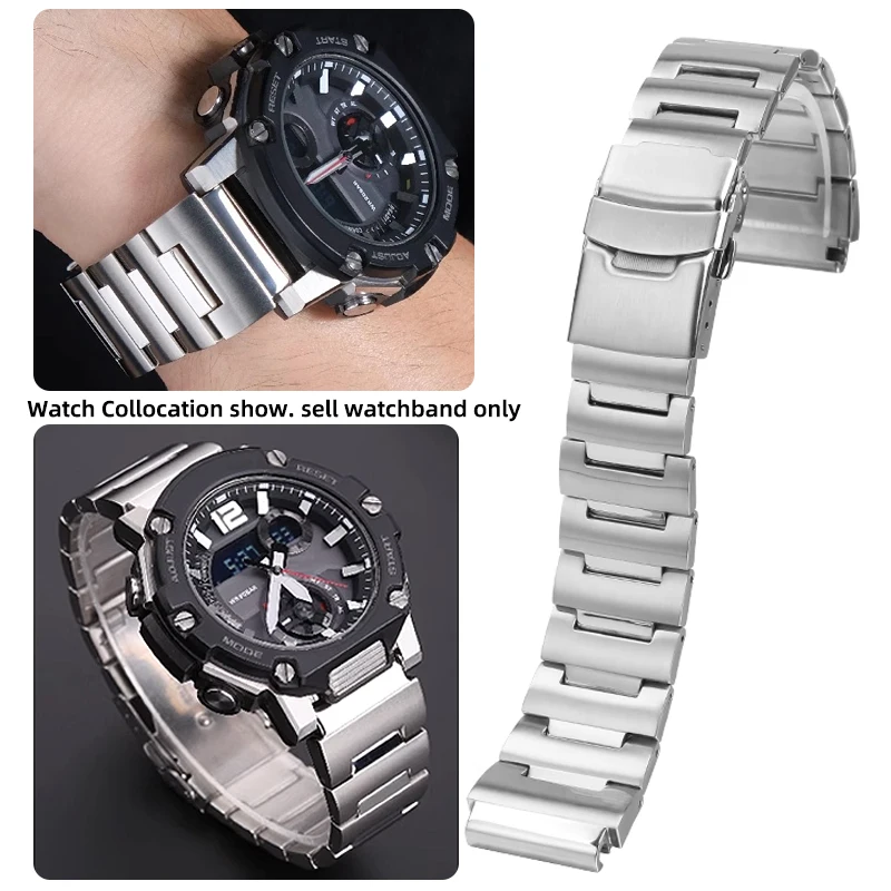 

Ремешок для часов из нержавеющей стали для Casio G-SHOCK Steel Heart GST-B300 MWA-100H MWD-100H Модификация Металлический ремешок для часов Браслет мужской